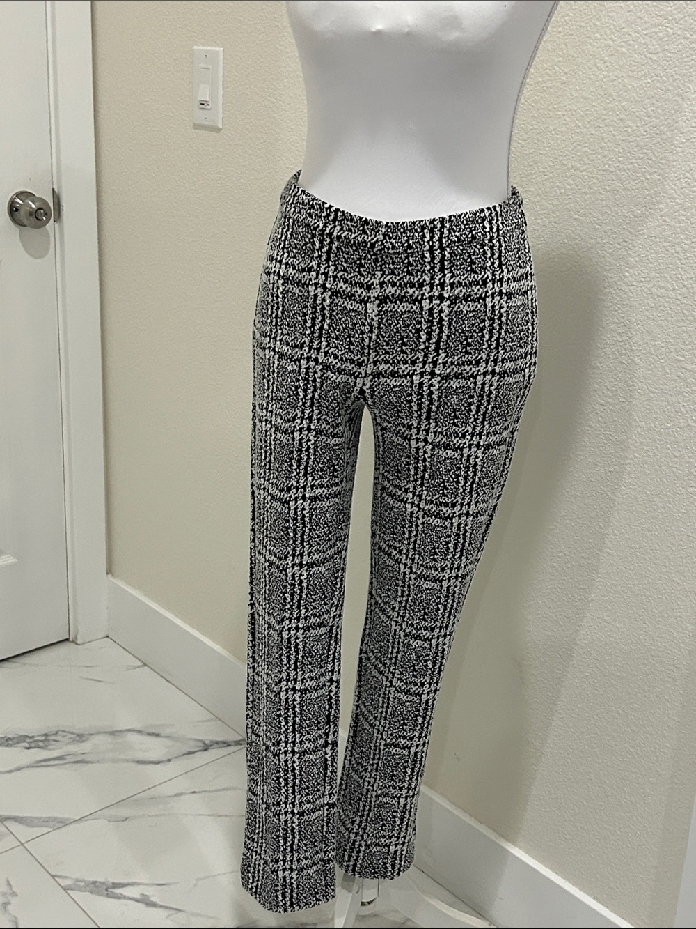 MICHAEL Michael Kors Black & White Plaid Pull-On Skinny Pants